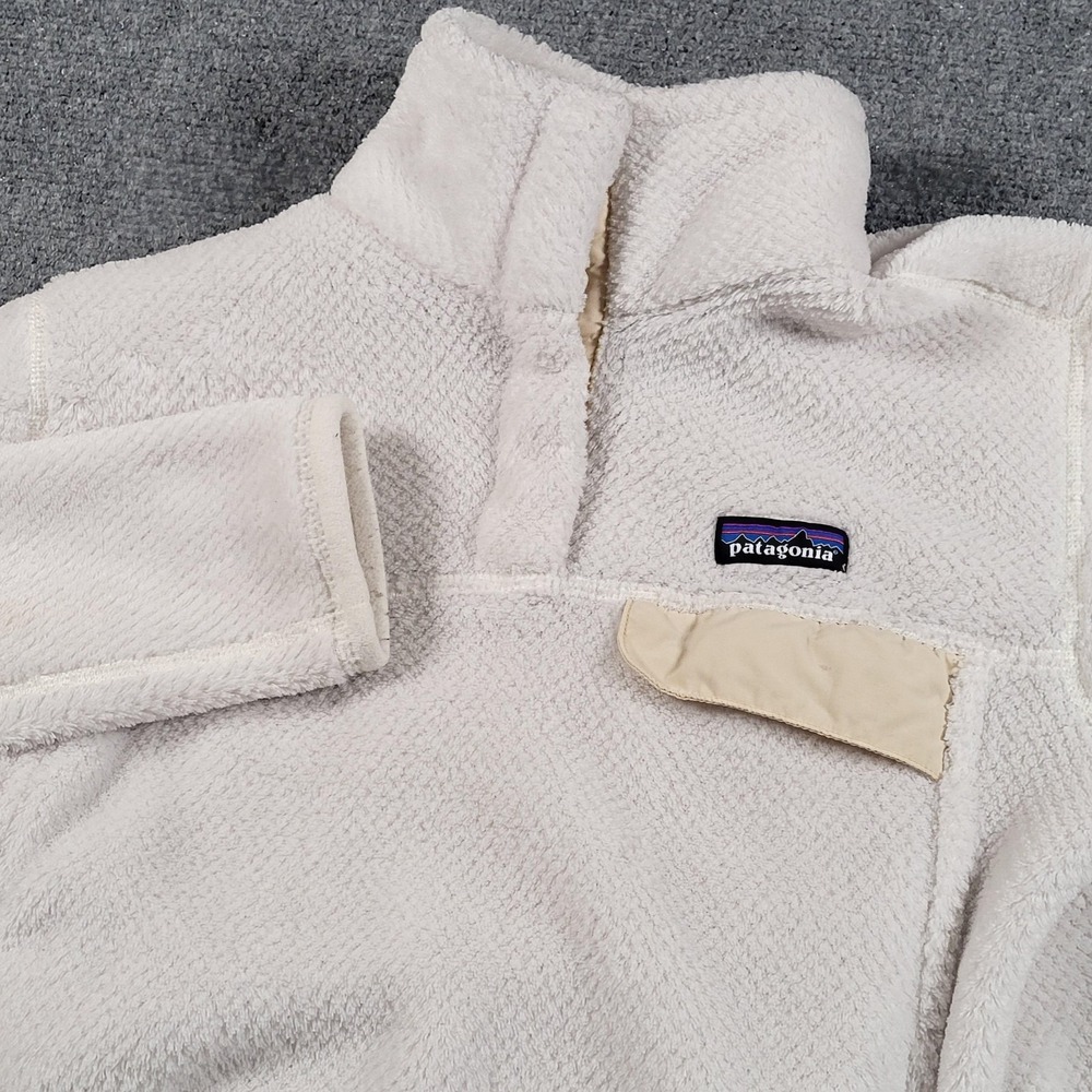 Patagonia Jacket Womens Medium White Re-Tool Snap-T Fleece Pullover‎ Warm